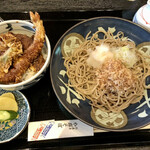 行善寺 やぶそば - ミニ黒天丼とおろし蕎麦セット