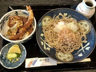 Gyouzenji Yabusoba - ミニ黒天丼とおろし蕎麦セット