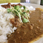 サイのツノ - ひき肉とほうれん草のグリーンカレー。少しシャバシャバ。ご飯に染み込む美味さ。