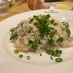 トラットリア ルナピエナ - "問題の"豚ミンチとスナップえんどうのリゾット