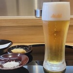 天ぷら 正心庵 - ビールが微笑んでいます