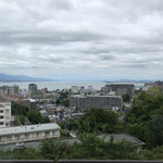 大津サービスエリア 上り線 フードコート - カウンターから琵琶湖を眺める