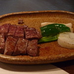 鉄板焼き おく山 - サーロインとテンダーロインを半分半分