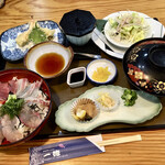 活魚料理一徳 - 海鮮丼セットに海鮮天ぷら
