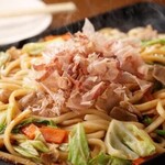 Fried udon with bonito flakes