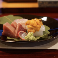 日本料理 大竹 - 刺身　アオリイカ　三河イサキ　和歌山鰹　雲丹