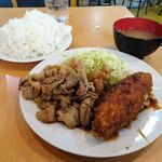 キッチンまつむら - メンチカツとしょうが焼き（大盛）900円