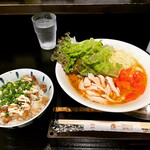 麺屋酒家 鉄風 - 美豚＋日替り限定丼(ほぐしチャーシューマヨ丼) ¥950+350-