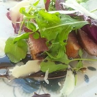 アロマフレスカ 名古屋 - 鴨肉のタリアータ ほろ苦野菜のサラダ仕立て ヴィンコットソース