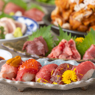 Enjoy carefully selected meat Sushi and fresh fish ◎ Courses start from 3,000 yen! !