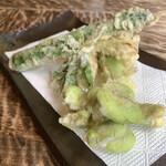 手打ち蕎麦 こはし - アスパラとそら豆天