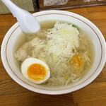 Shioya Isshin - 黄金スープの塩ラーメン730円＋チャーシュー250円＋ねぎ100円
