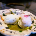 比良山荘 - デザートはふきのとうのソルベ、桜餅アイス。　