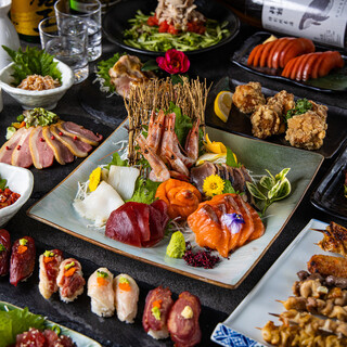 肉寿司ざんまいコース 三種類の肉寿司をご堪能 3時間飲み放題付き 8品4500円 3500円 銀邸 赤羽 居酒屋 食べログ