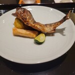日本料理 晴山 - アマゴ揚げ ばちこの春巻 空豆コロッケ