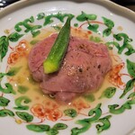 日本料理 晴山 - 佐賀牛のしゃぶしゃぶ 赤茄子 オクラ