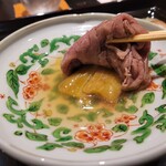 日本料理 晴山 - 佐賀牛のしゃぶしゃぶ 赤茄子 オクラ