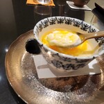 日本料理 晴山 - 和三盆のプリン 宮崎マンゴー ラム酒のゼリー