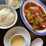 菜の花  - 白身魚の甘酢あんかけ　　¥1.330円