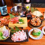 居酒屋 平八 - 天然霜降り馬刺しと山口県産鹿野豚のしゃぶしゃぶ　3500円コース