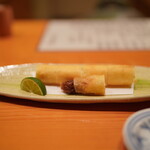 日本料理 たかむら - 春巻き：ホワイトアスパラ
