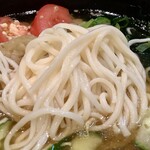 Tsukemen Udon Gotou - 【五島手延うどん】うどんの細さが特徴的。つるつると喉越しもよいのであっという間に完食しちゃいました。