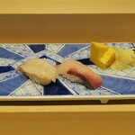 Sushitaka Shimotakaido Asahizushi Souhonten - ぼたん海老とカンパチ