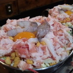 「ふくたけ天」１４５０円 キャベツ増し増しなお好み焼き