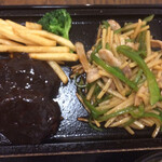 わ楽 - 青椒肉絲&ミニハンバーグ(デミソース)