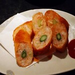 軽井沢 川上庵 - アスパラとエビの春巻