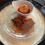 セルフィーユ - 10月6日　前菜　ライスコロッケ＆栗入りミートローフ