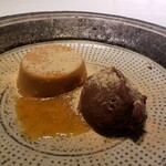 かわ村 - きな粉のパンナコッタ チョコレートジェラート