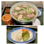 Kyou To Hachikian - ◉ 軍鶏なんばん（スープ・漬物付き） 2,420円（税込）
                        薬味は山椒に七味唐辛子。