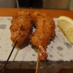 串揚げ咲と - 左：豚肉　右：海老