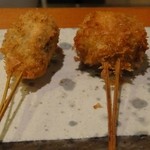 串揚げ咲と - 左：茄子と太刀魚　右：栗