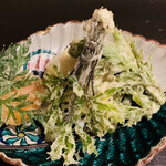 Tsuchiya - ・揚げ物:太刀魚、タラの芽、コシアブラ、人参