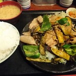 上州屋 - 豚バラなすピーマンガーリック炒め定食Ｗ1500円（ライス500g）
