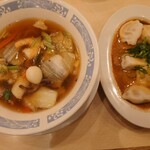 バーミヤン  - 五目麺(ハーフ)と水餃子四川胡麻ソース
