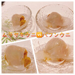 鮨まつもと 横浜店 - ウニの食べ比べ（白いか巻き）