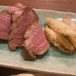 勝どき そば よし田 - 鴨せいろ（鴨肉のロースト・白ネギ）