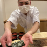 勢麟 - 平貝の磯部巻き