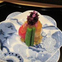 日本料理 直 - ウニ　アオリイカ　夏野菜の土佐酢ジュレ