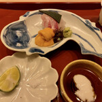 霞町 やまがみ - 鯛と雲丹 造り