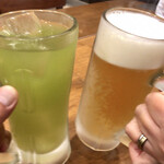 麺匠うえ田 - 静岡茶割り焼酎。アサヒスーパードライ生ビール