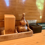 髙橋屋 - ひょうたん型の入れ物が山椒
      四角い入れ物が爪楊枝