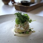MAISON LAFITE - ◆虎河豚（響灘）、スナップエンドウ、カリフラワーのクリーム、モロヘイヤ