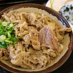 Kasugamachi Ichiba - 肉うどん350円＋いなり寿司90円＋おにぎり90円