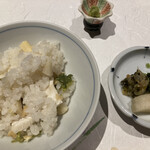 庭園茶寮 みな美 - 鯛と筍の釜めし　香の物