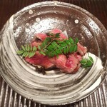 京天神 野口 - ●近江牛、ヒウチ、新玉ねぎ、山椒醤油