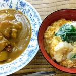 原食堂 - 小カツカレー・小えびとじ丼【Mar.2021】